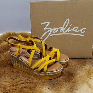 Zodiac Yellow Strappy Espadrille Wedge Sandals